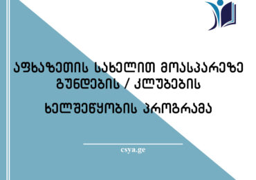 აფხაზეთის კულტურის, სპორტის და ახალგაზრდულ საქმეთა სააგენტო აცხადებს განაცხადების მიღებას „აფხაზეთის სახელით მოასპარეზე გუნდების/კლუბების“ ხელშეწყობის პროგრამაზე